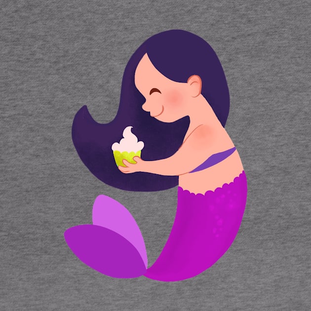 Purple Mermaid with Cupcake by Fernanda Campos